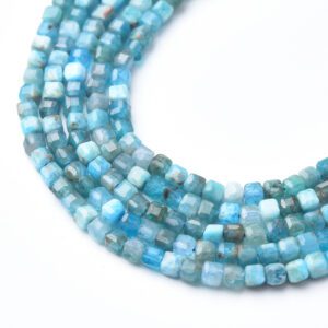 Cube Apatite 2x2mm Faceted Gemstone Beads Full 15.5" Strand Natural Blue High Quality AAA Jewelry Supply DIY Beading PRP1062