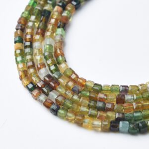 Cube Yellow Green Tourmaline 2.5mm Micro Faceted Gemstone Beads Full 15.5" Strand Natural High Quality AAA Jewelry Supply PRP1064