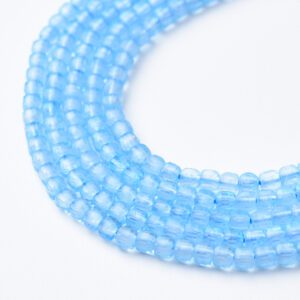 Cube Blue Topaz 2mm Micro Faceted Gemstone Beads Full 15.5" Strand Natural Swiss Sky Blue High Quality Jewelry Supply PRP1066