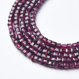 Genuine Garnet Cube Beads  Deep Red 2mm High Quality Gemstone Full Strand 15.5"  January Birthstone Jewelry Making Supplies PRP1067