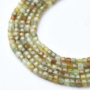 Cube Green Garnet 2.5mm Micro Faceted Gemstone Beads Full 15.5" Strand Natural Genuine High Quality Jewelry Supply PRP1068