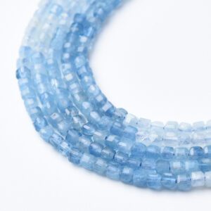 Cube Aquamarine 2mm Micro Faceted Gemstone Beads Full 15.5" Strand Natural Sea Sky Blue High Quality AAA Jewelry Supply PRP1069