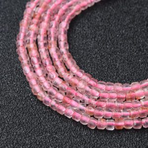 Natural Strawberry Quartz Cube Beads 2.5mm High Quality Gemstone Full Strand 15.5" Jewelry Making Supplies, Healing Crystal Gift PRP1074