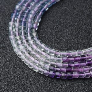 Cube Fluorite 2mm Micro Faceted Gemstone Beads Full 15.5" Strand Natural Multicolor Purple Green High Quality Jewelry Supply PRP1075
