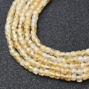 Natural Citrine Cube Beads 2mm High Quality Success Stone Full Strand 15.5" Healing Crystal Jewelry Making Supplies PRP1077