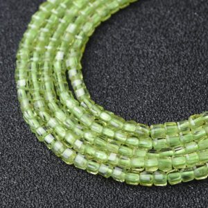 Natural Peridot Cube Beads  2mm High Quality August Birthstone Full Strand 15.5"  Healing Crystal Jewelry Making Supplies PRP1079