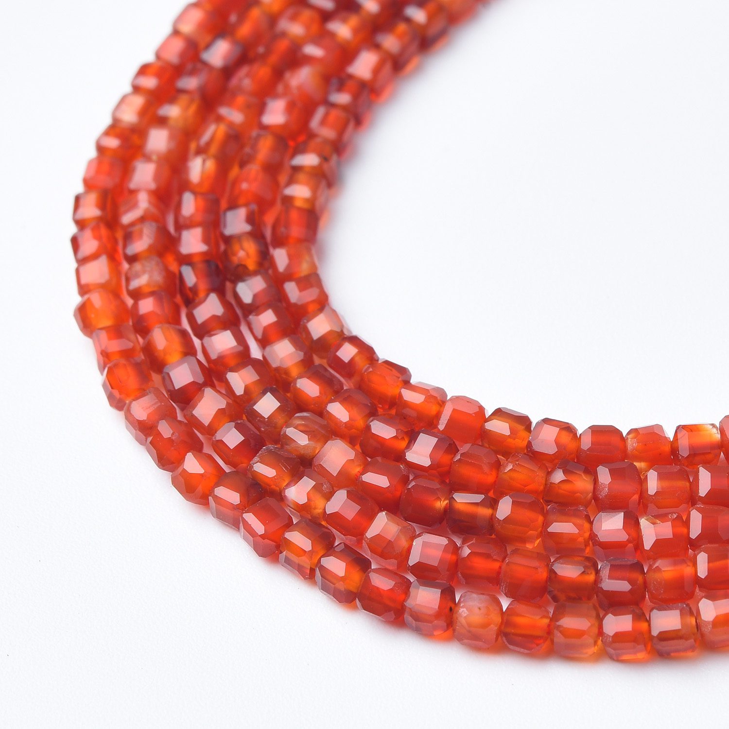 Cube Carnelian Micro Faceted Gemstone Beads Full 15.5" Strand Natural Orange Red High Quality Polished Jewelry Supply PRP1080