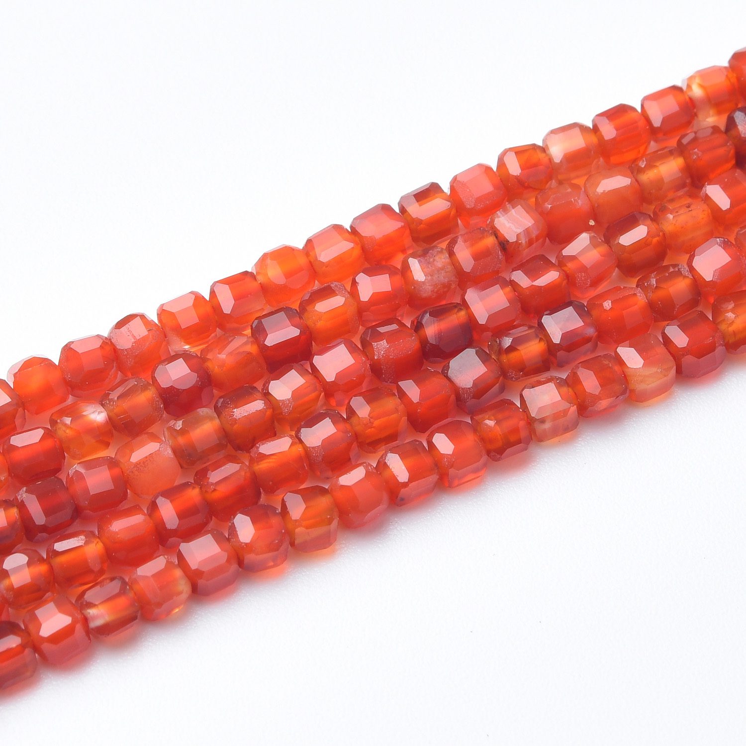 Cube Carnelian Micro Faceted Gemstone Beads Full 15.5" Strand Natural Orange Red High Quality Polished Jewelry Supply PRP1080 - Image 3