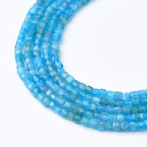Cube Blue Apatite Micro Faceted Gemstone Beads Full 15.5" Strand Natural Neon Blue High Quality AAA Jewelry Supply PRP1081