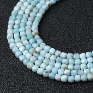 Cube Larimar 2.5mm Micro Faceted Gemstone Beads Full 15.5" Strand Natural Dominican Sky Blue AAA Jewelry Making Supply PRP1086