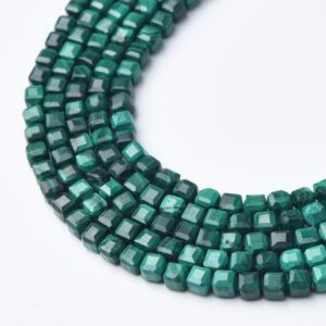 Natural Malachite Cube Beads 3mm High Quality Banded Gemstone Full Strand 15.5"  Healing Crystal Jewelry Making Supplies PRP1087