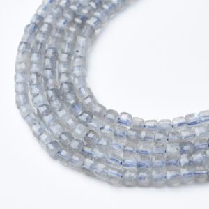 Cube Labradorite 3mm Micro Faceted Gemstone Beads Full 15.5" Strand Natural Gray Blue Flash AAA High Quality Jewelry Supply PRP1088