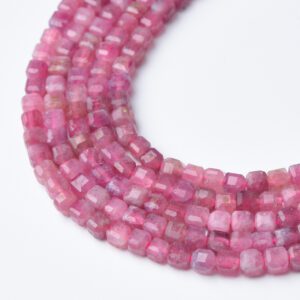 Natural Pink Tourmaline Cube Beads 3mm High Quality Gemstone Full Strand 15.5" Healing Crystal Jewelry Making Supplies PRP1089