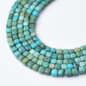 Cube Turquoise 3mm Micro Faceted Gemstone Beads Full 15.5" Strand Natural Blue Green Healing Crystal Jewelry Making Supply PRP1092