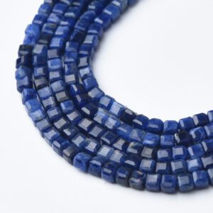 Cube Sodalite 3mm Micro Faceted Gemstone Beads Full 15.5" Strand Natural Blue Crystal Healing Stone Jewelry Making Supply PRP1094