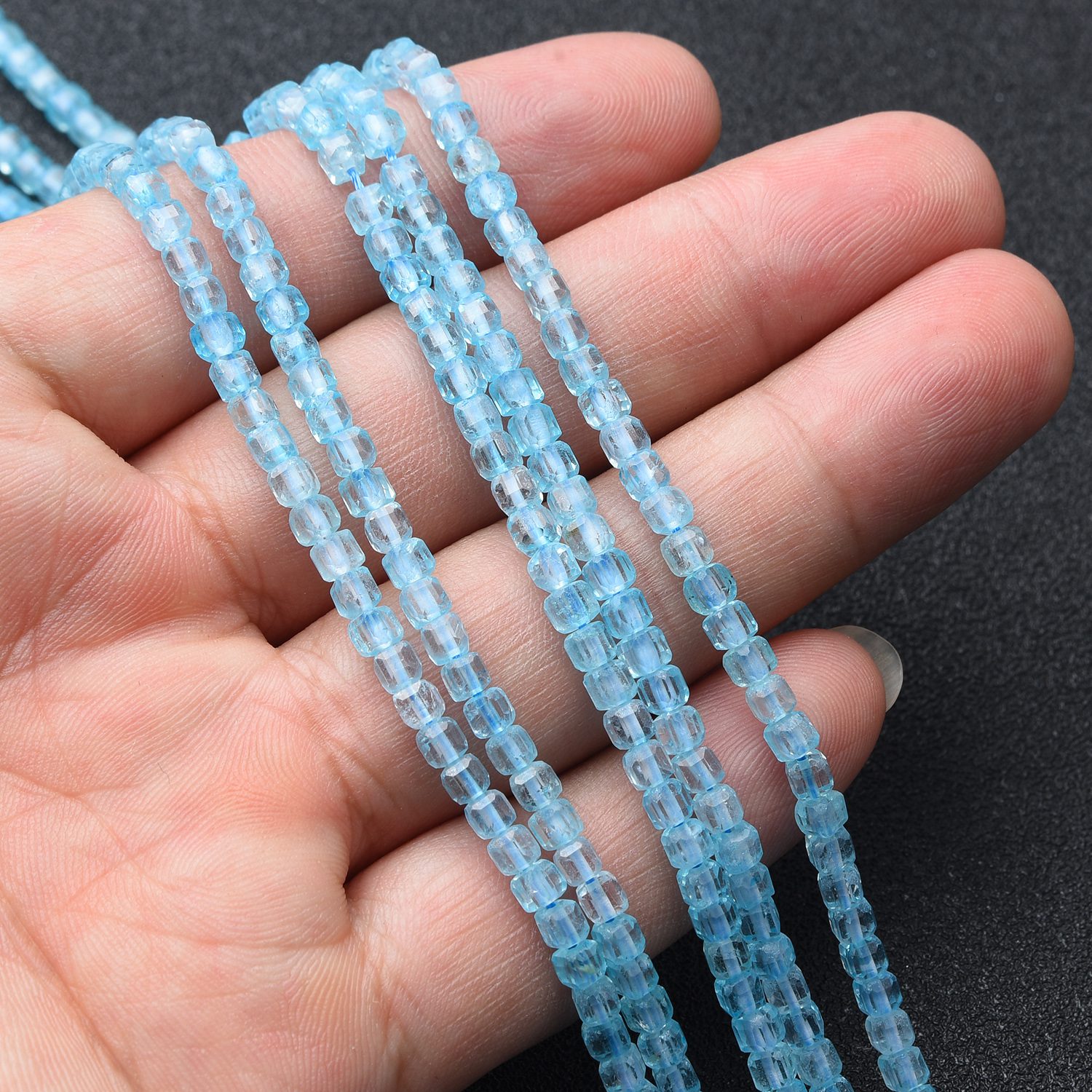 Cube Blue Topaz 3mm Micro Faceted Gemstone Beads Full 15.5" Strand Natural Healing Crystal Jewelry Supply for DIY Crafts PRP1096 - Image 2