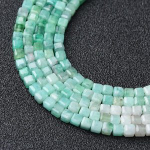 Cube Green Jade 3mm Micro Faceted Gemstone Beads Full 15.5" Strand Natural Healing Crystal Jewelry Supply for DIY Crafts PRP1097