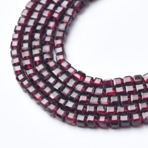 Cube Garnet 3mm Micro Faceted Gemstone Beads Full 15.5" Strand Natural Red Crystal Healing Stone Jewelry Supply for DIY Crafts PRP1099