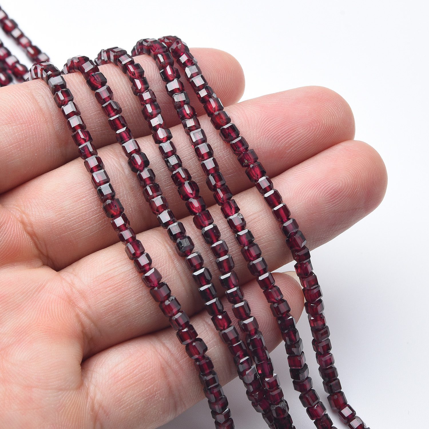 Cube Garnet 3mm Micro Faceted Gemstone Beads Full 15.5" Strand Natural Red Crystal Healing Stone Jewelry Supply for DIY Crafts PRP1099 - Image 2