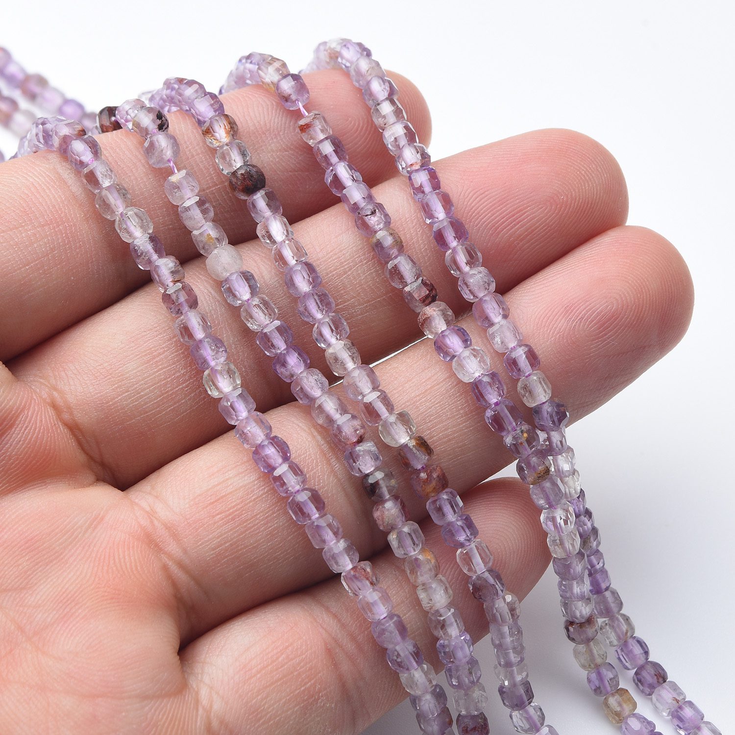 Natural Purple Phantom Quartz Cube Beads 3mm High Quality Gemstone Full Strand 15.5" Healing Crystal Jewelry Making PRP1100 - Image 2