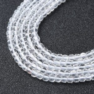 Cube Clear Crystal 3mm Micro Faceted Gemstone Beads Full 15.5" Strand Natural Quartz Healing Stone Jewelry Supply DIY Crafts PRP1102