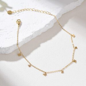Gold Filled Butterfly Anklet, Adjustable Gold Chain Ankle Bracelet with Mini Butterfly Charms, Minimalist Jewelry Gift for Women, AL038