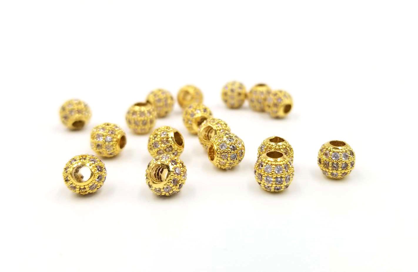 Micro Pave Round Spacer Beads, Gold Filled Gunmetal Rose Gold Ball Bead 6mm-18mm for Bracelet Necklace Jewelry Making, Shiny CZ Beads, BD870 - Image 7