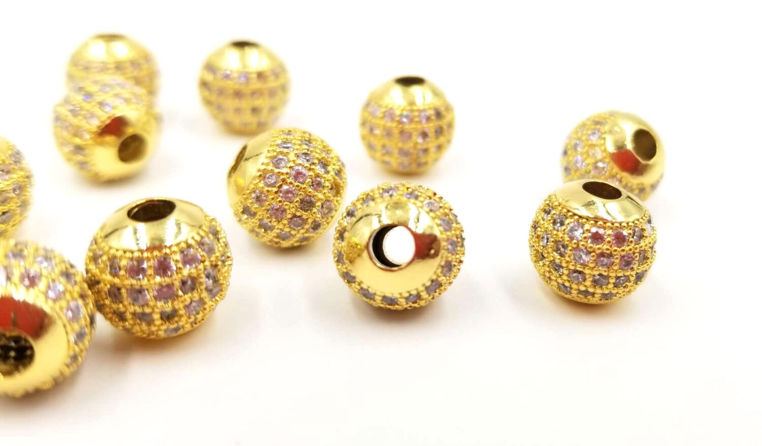 Micro Pave Round Spacer Beads, Gold Filled Gunmetal Rose Gold Ball Bead 6mm-18mm for Bracelet Necklace Jewelry Making, Shiny CZ Beads, BD870 - Image 8