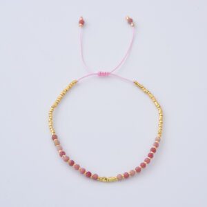 Gold Filled Beaded Adjustable Bracelet, Dainty Gemstone Friendship Jewelry, Minimalist Cord Bracelet for Women, Handmade Gift for Her, BR103