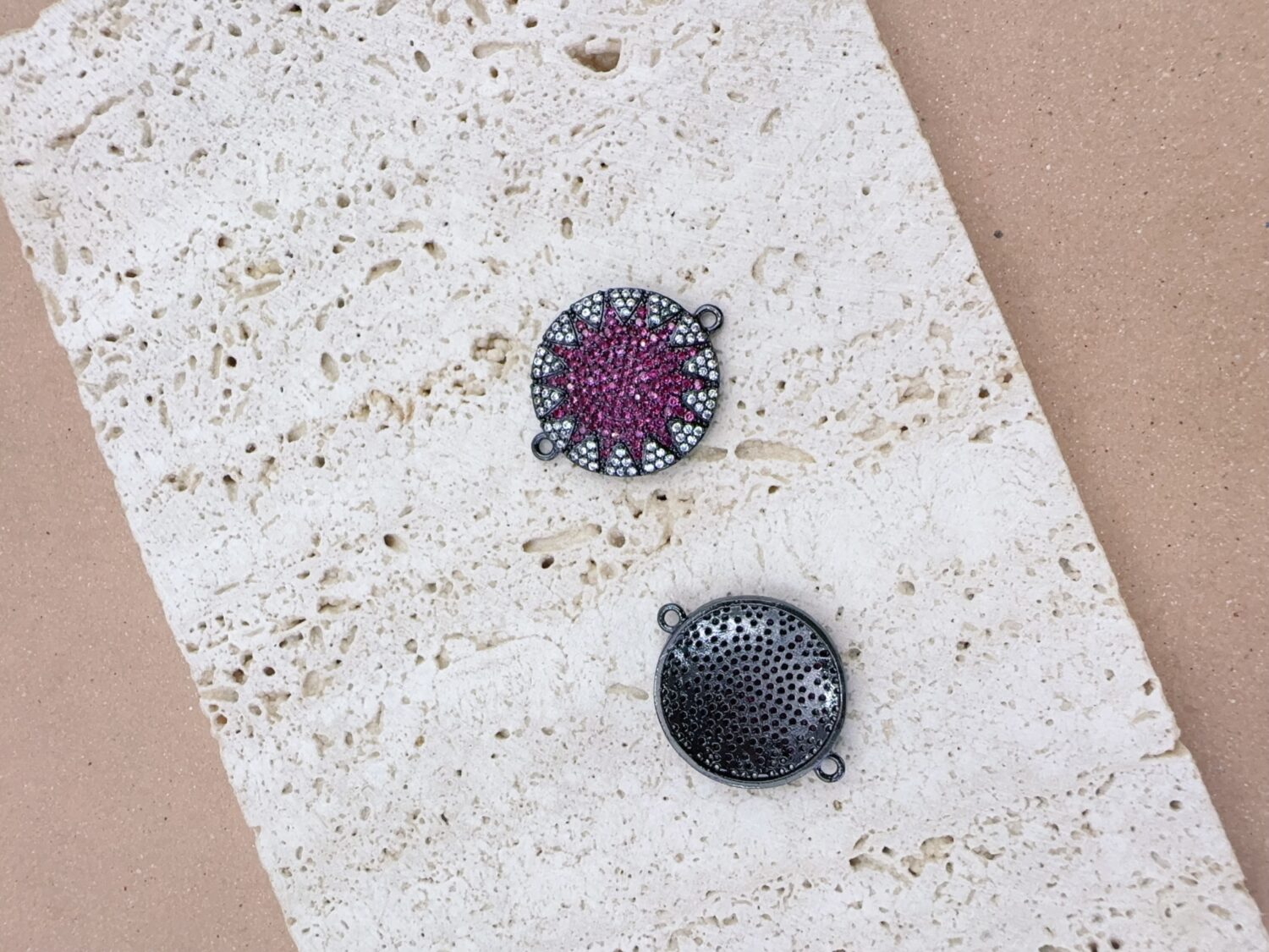 CZ Round Connector Charm, Micro Pave Sunburst Pendant Link for DIY Necklace Bracelet Earring Jewelry Making, Sparkly Jewelry Supply, CN136 - Image 2