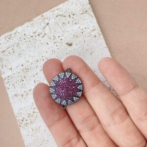 CZ Round Connector Charm, Micro Pave Sunburst Pendant Link for DIY Necklace Bracelet Earring Jewelry Making, Sparkly Jewelry Supply, CN136