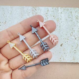 Gold Filled Arrow Connector Charm, CZ Micro Pave Arrow Pendant Link for DIY Necklace Bracelet Earring Jewelry Making, Love Jewelry CN161