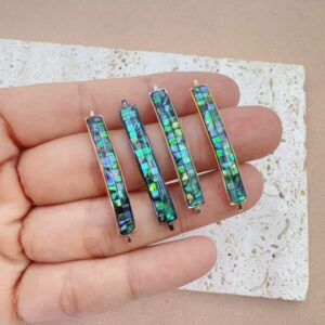 Gold Filled Abalone Shell Bar Connector, Rectangle Inlay Pendant Link for DIY Necklace Bracelet Earring Jewelry Making, Gift for Her, CN163