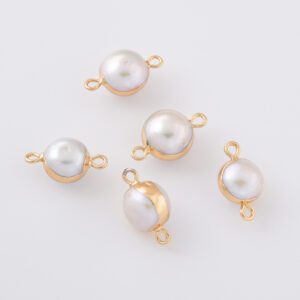 White Coin Freshwater Pearl Connector, Gold Filled Pendant for DIY Necklace Bracelet Jewelry Making, Real Baroque Pearl Connector, CN500