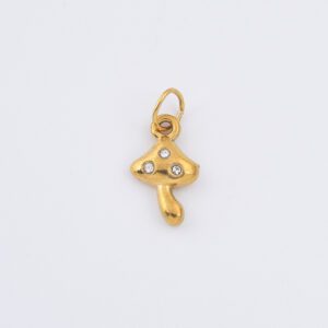 Gold Filled Mushroom Charm, CZ Mushroom Pendant for DIY Necklace Bracelet Earring Jewelry Making, Nature Inspired Jewelry Gift, CP2304