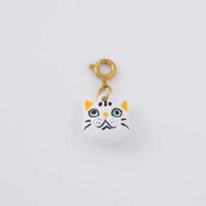 Gold Filled Ceramic Cat Charm, Hand Painted White Kitty Pendant for DIY Necklace Bracelet Earrings Jewelry Making, Cute Pet Gift, CP2307