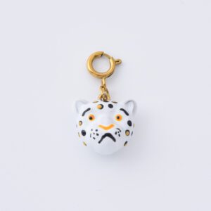 Gold Filled Ceramic Leopard Charm, Hand Painted White Big Cat Pendant for DIY Necklace Bracelet Earrings Jewelry Making, Animal Gift, CP2309