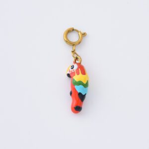 Gold Filled Rainbow Parrot Charm, Hand Painted Ceramic Bird Pendant for DIY Necklace Bracelet Earrings Jewelry Making, Animal Gift, CP2310