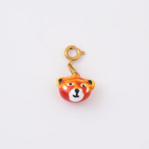Gold Filled Red Panda Charm, Ceramic Hand Painted Animal Pendant for Necklace Bracelet Jewelry Making, Cute Enamel Bear Bead Gift, CP2316