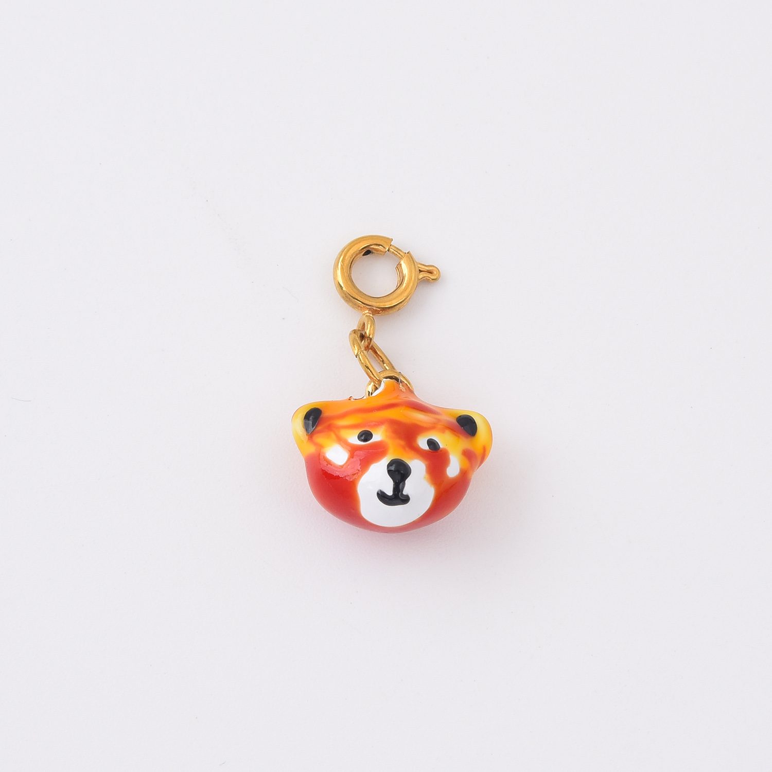 Gold Filled Red Panda Charm, Ceramic Hand Painted Animal Pendant for Necklace Bracelet Jewelry Making, Cute Enamel Bear Bead Gift, CP2316