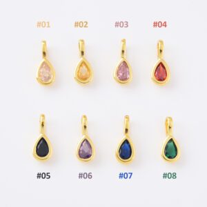 Gold Filled Teardrop Gemstone Charms, Small Drop Pendant for DIY Necklace Bracelet Jewelry Making, Birthstone Jewelry Supply, Gift, CP2318