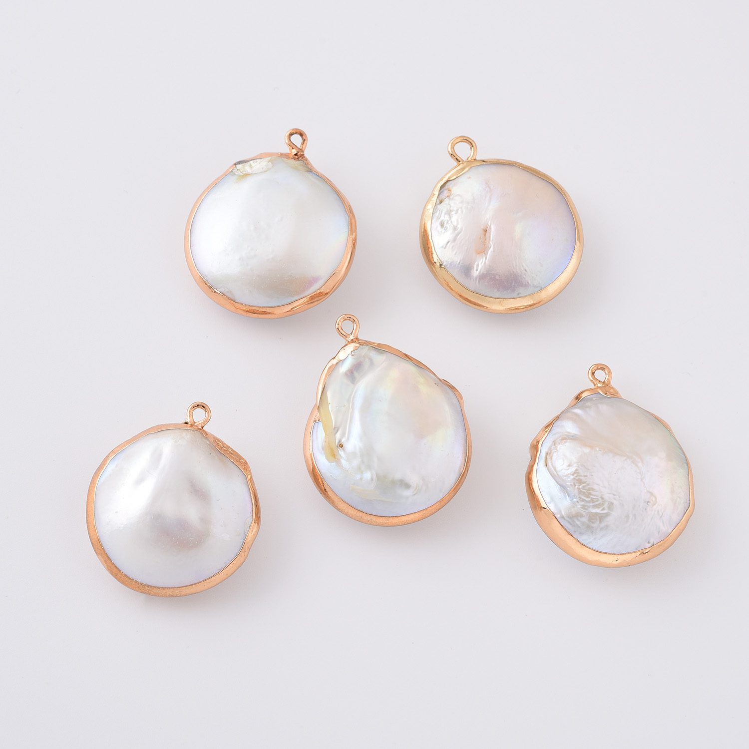 Round Freshwater Pearl Charm, Gold Filled Baroque Coin Pendant for DIY Necklace Bracelet Jewelry Making, Natural White Pearl Pendant, CP2320