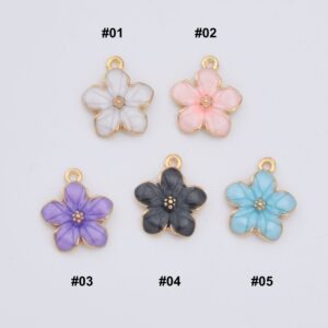 Gold Filled Flower Charm, Enamel Blossom Pendant for DIY Necklace Bracelet Earrings, Colorful Floral Jewelry Making Supplies, CP2328