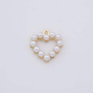 Heart Pearl Charm, Gold Filled Beaded Pendant for DIY Necklace Bracelet Earrings, Romantic Love Jewelry Making Supplies, CP2329
