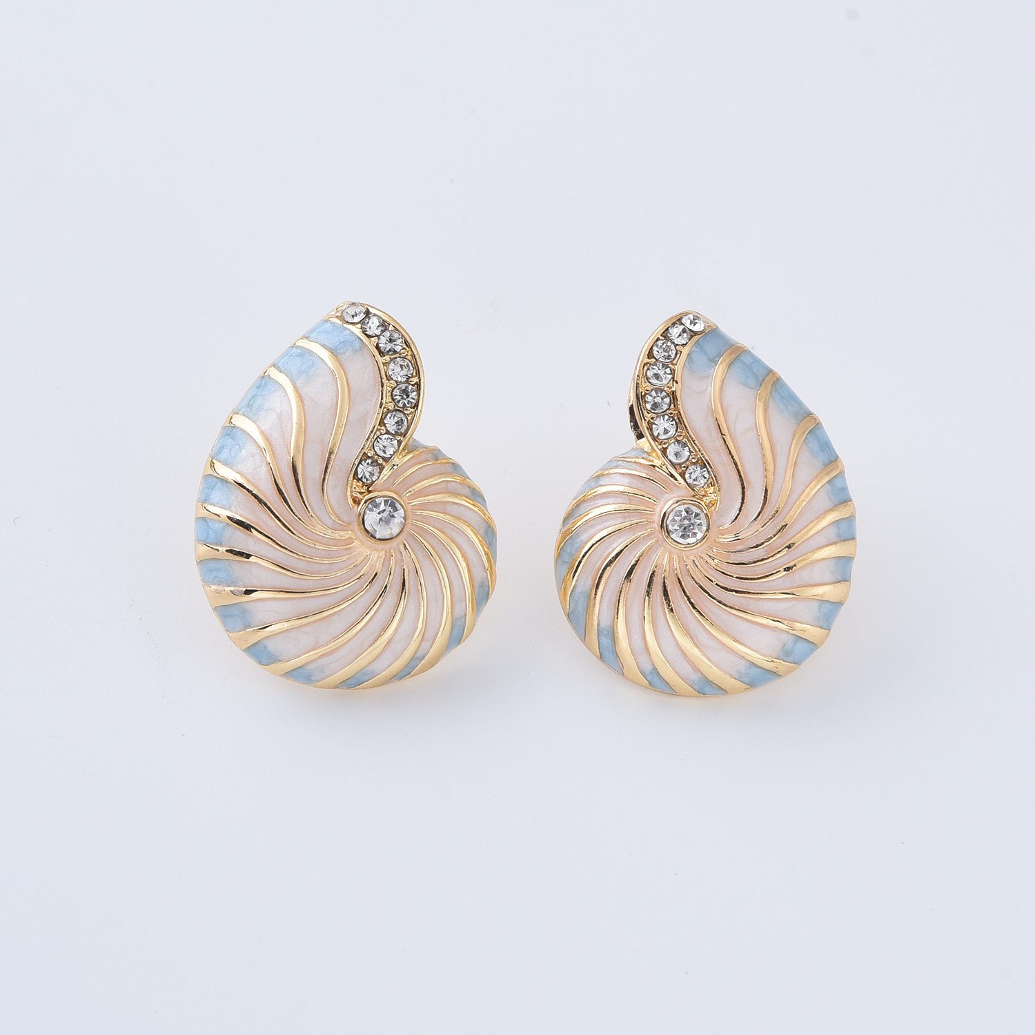 Nautilus Shell Stud Earrings, Gold Filled Trimmed Enamel Seashell Ocean Beach Jewelry, Coastal Summer Statement Earrings, Gift for Her ER378