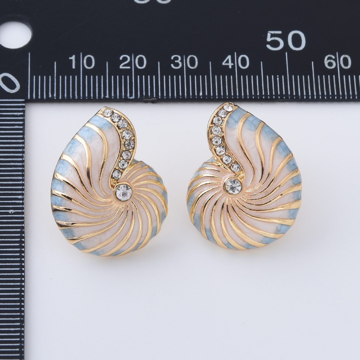Nautilus Shell Stud Earrings, Gold Filled Trimmed Enamel Seashell Ocean Beach Jewelry, Coastal Summer Statement Earrings, Gift for Her ER378 - Image 7