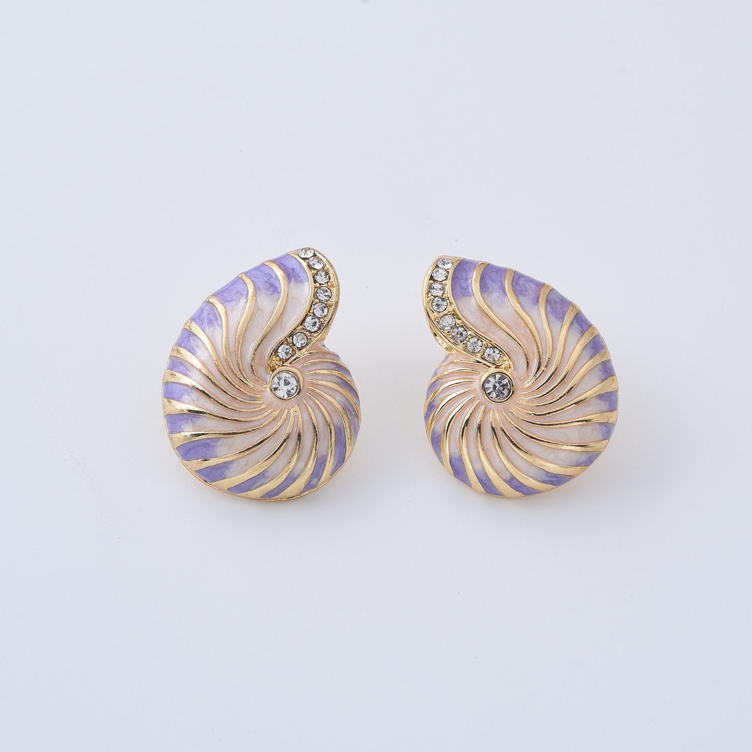 Nautilus Shell Stud Earrings, Gold Filled Trimmed Enamel Seashell Ocean Beach Jewelry, Coastal Summer Statement Earrings, Gift for Her ER378 - Image 3