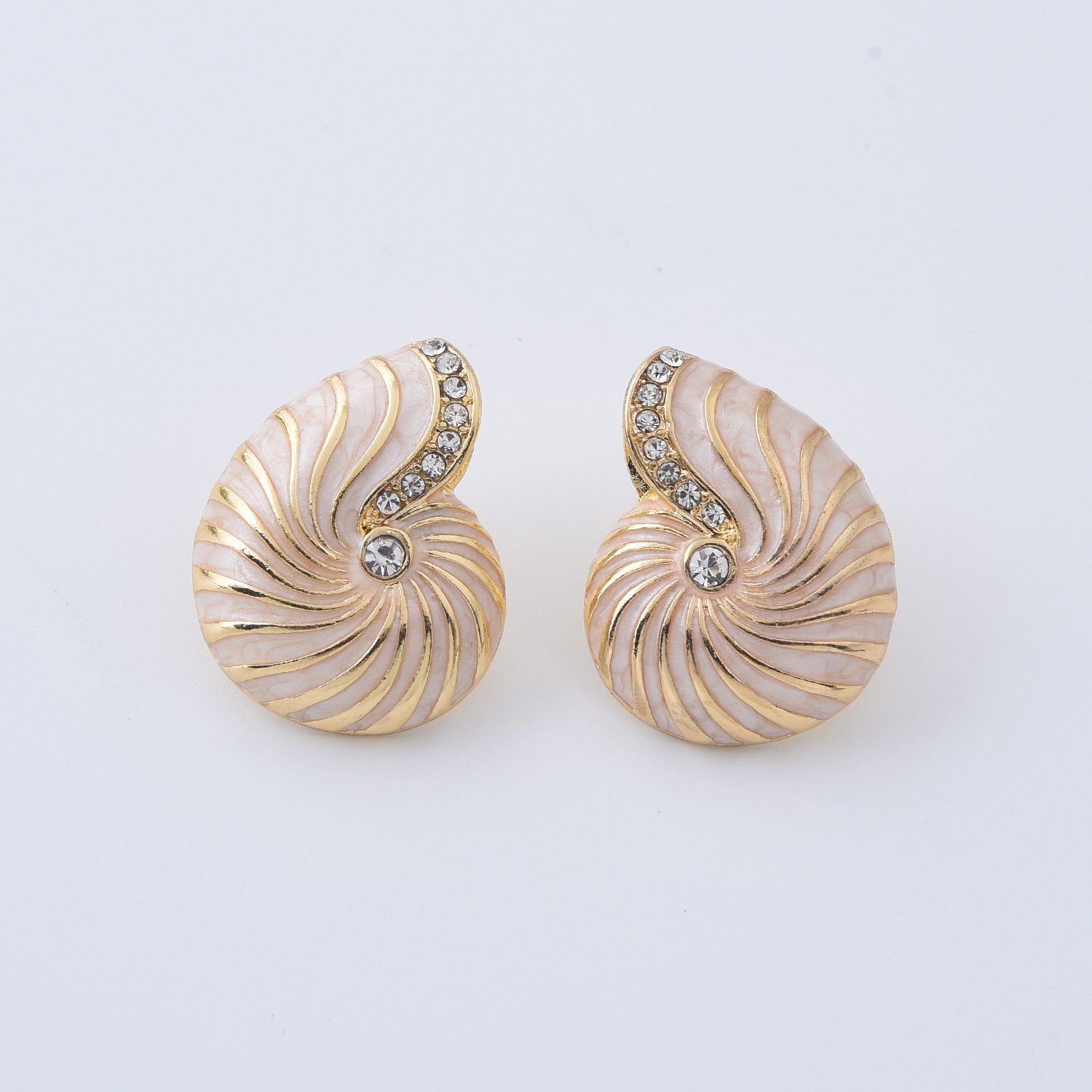Nautilus Shell Stud Earrings, Gold Filled Trimmed Enamel Seashell Ocean Beach Jewelry, Coastal Summer Statement Earrings, Gift for Her ER378 - Image 2