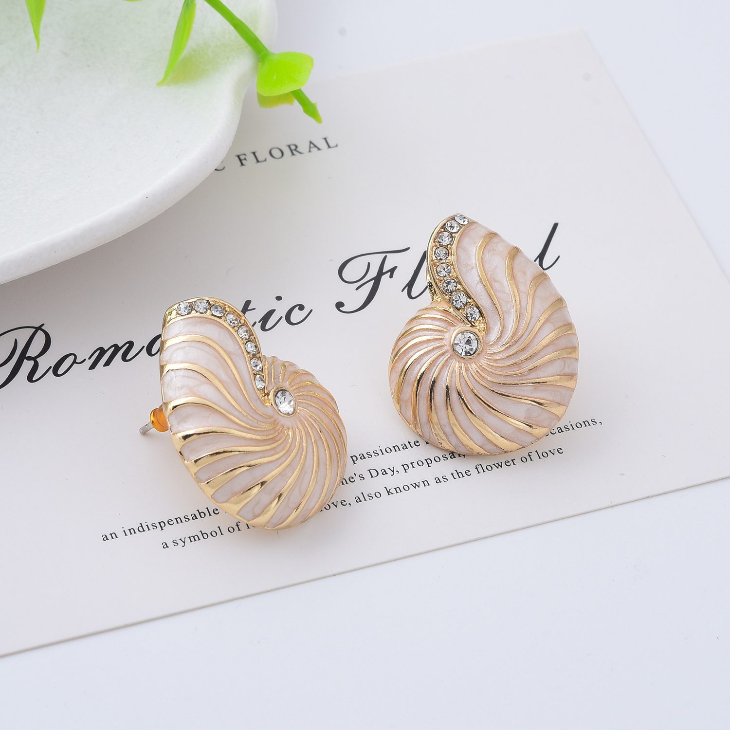 Nautilus Shell Stud Earrings, Gold Filled Trimmed Enamel Seashell Ocean Beach Jewelry, Coastal Summer Statement Earrings, Gift for Her ER378 - Image 6