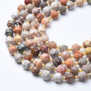 Natural Crazy Lace Agate 7.5mm Round Faceted Prism Beads Strand 15.5" Jewelry Making Gemstone Loose Stone Beading Craft Supplies GRN601